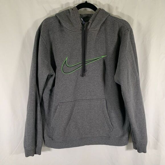 Nike Hoodie Men Medium Grey Drawstring Pullover Pockets Fleece Lined Long Sleeve - Picture 1 of 8